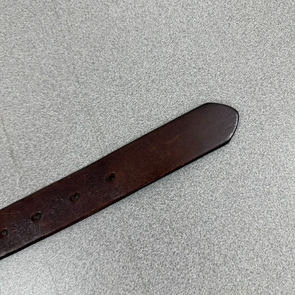 Vtg Eddie Bauer Leather Belt Womens Large Brown Brass Buckle 1.25